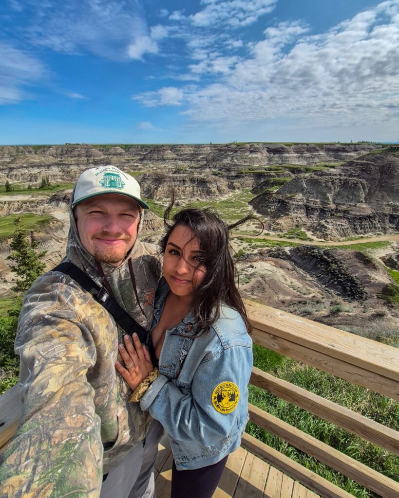 Alina and Justin at a viewpoint in Horseshoe Canyon.