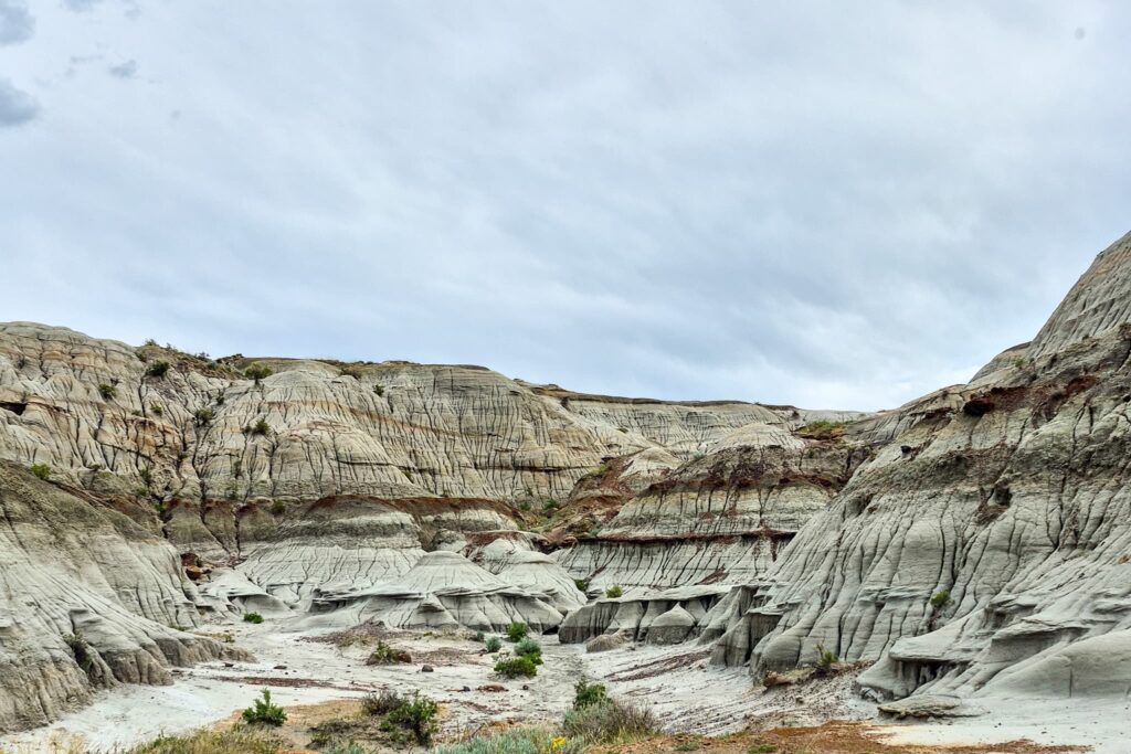Showing the Badlands landscape in Dinosaur, with several hoodoos.