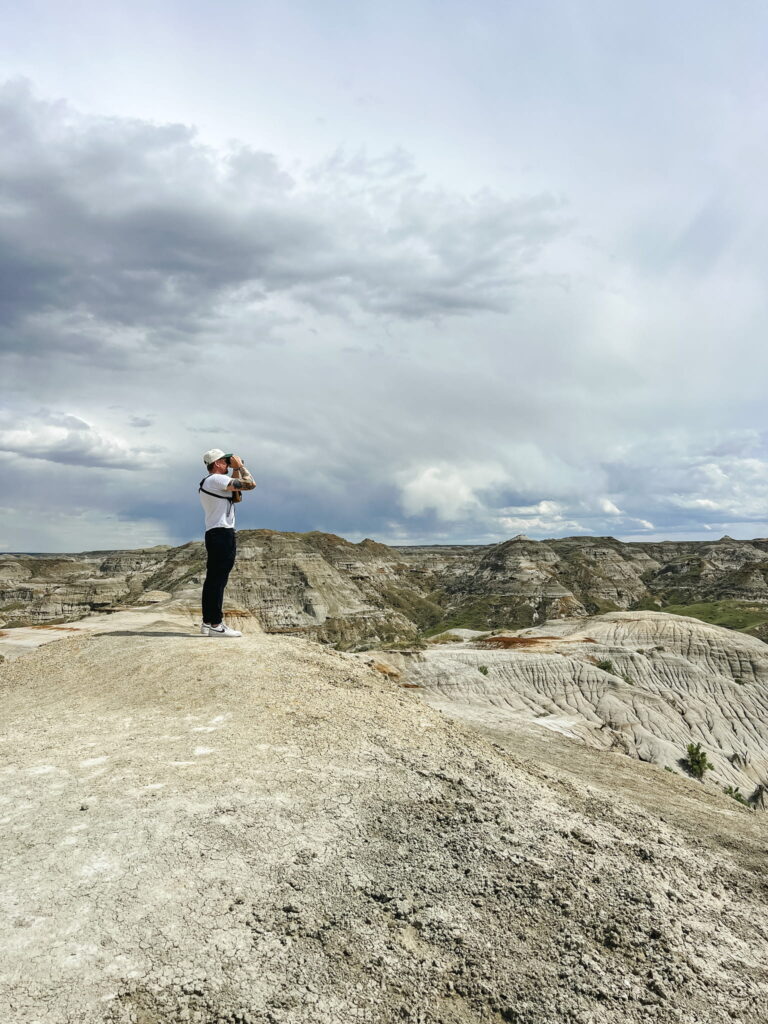 Justin checking out the Badlands views with his binoculars