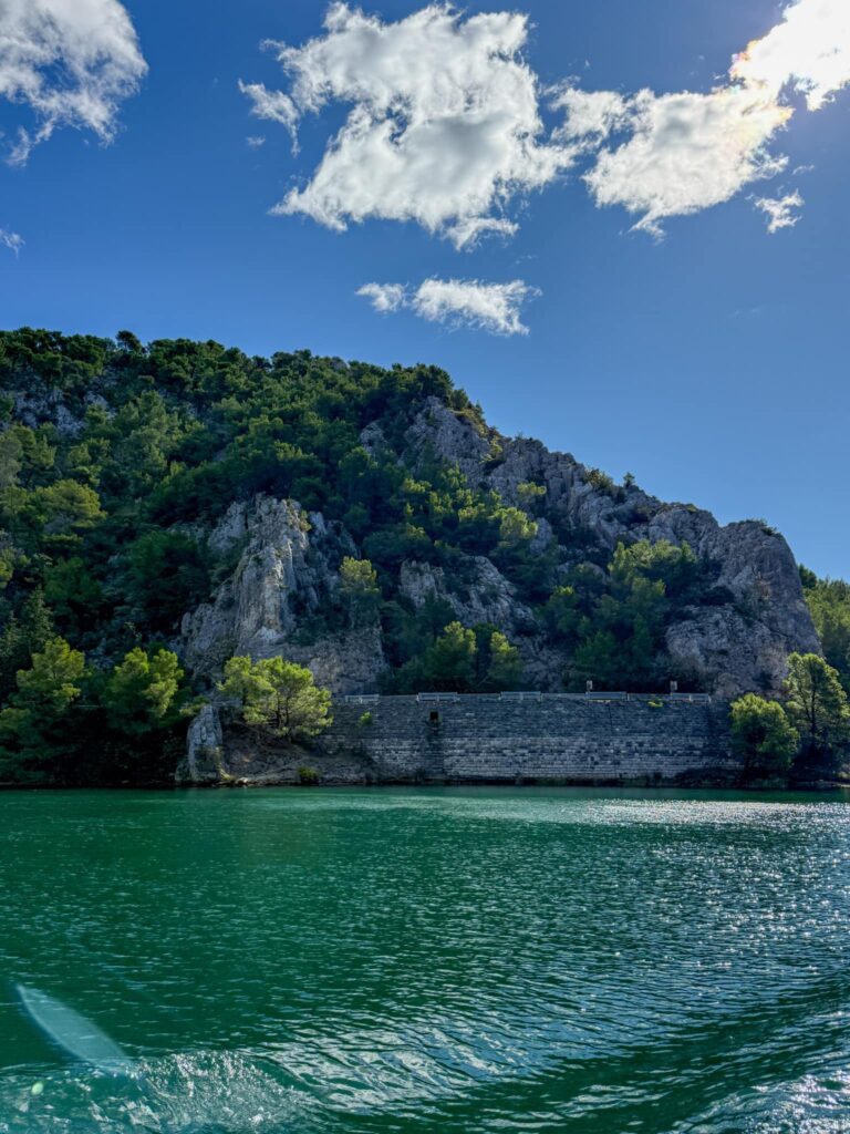 Krka River from the boat ride into Krka National Park Skradin Entrance