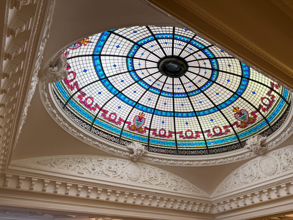 The stained glass domed ceiling in Boldt Castle.